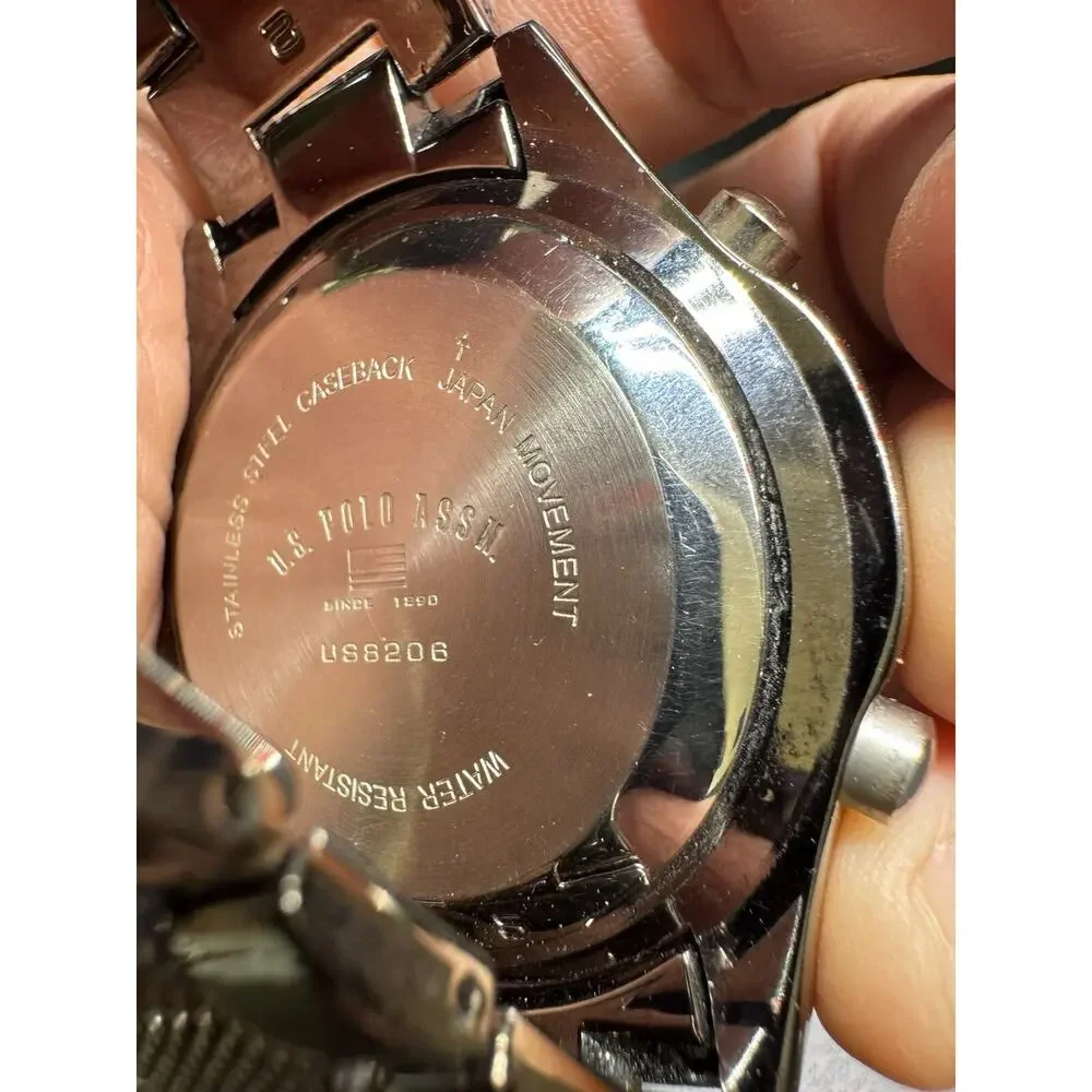 Lot of 2 US Polo Assn Men's Watches Genuine Brown Leather US 5050, US 8206 WORKS